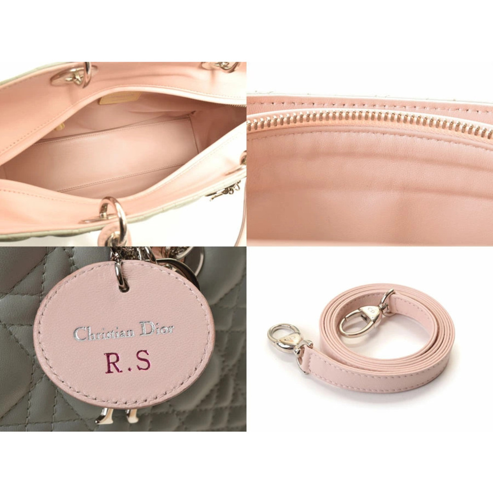 Dior CHRISTIAN Lady Cannage Tricolor Pink Yellow Blue Lambskin - Picture 9 of 9
